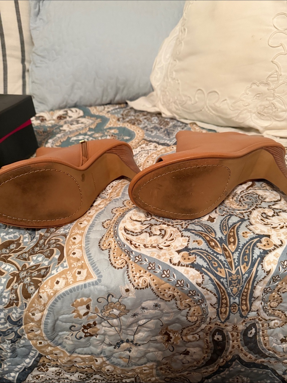 Vince Camuto Tan Leather Peep-Toe Zip Booties - Picture 3 of 3